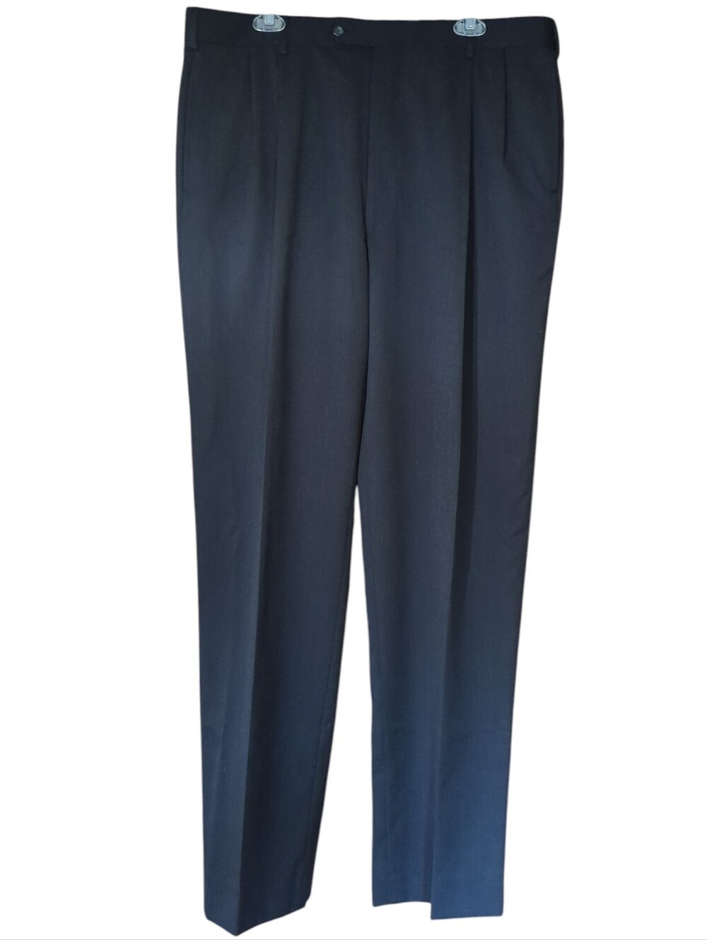 Mens 100% Wool Black Dress Pants Pleated Front Quiet Luxury Work Business 40x34